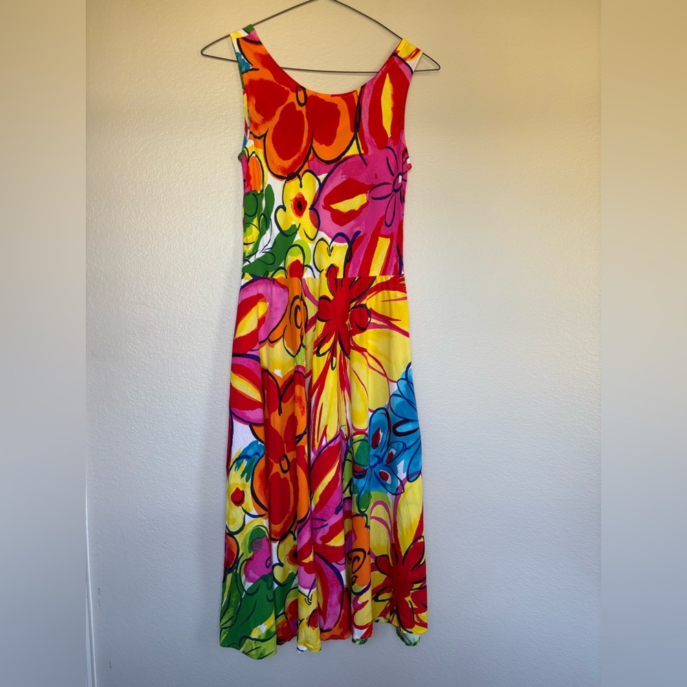Jams World Multicolor Floral Midi Dress in Yellow, Pink, Blue, Green - Picture 8 of 14